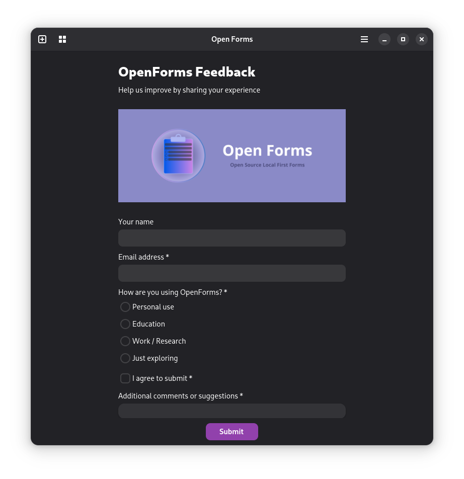 Open Forms inputs